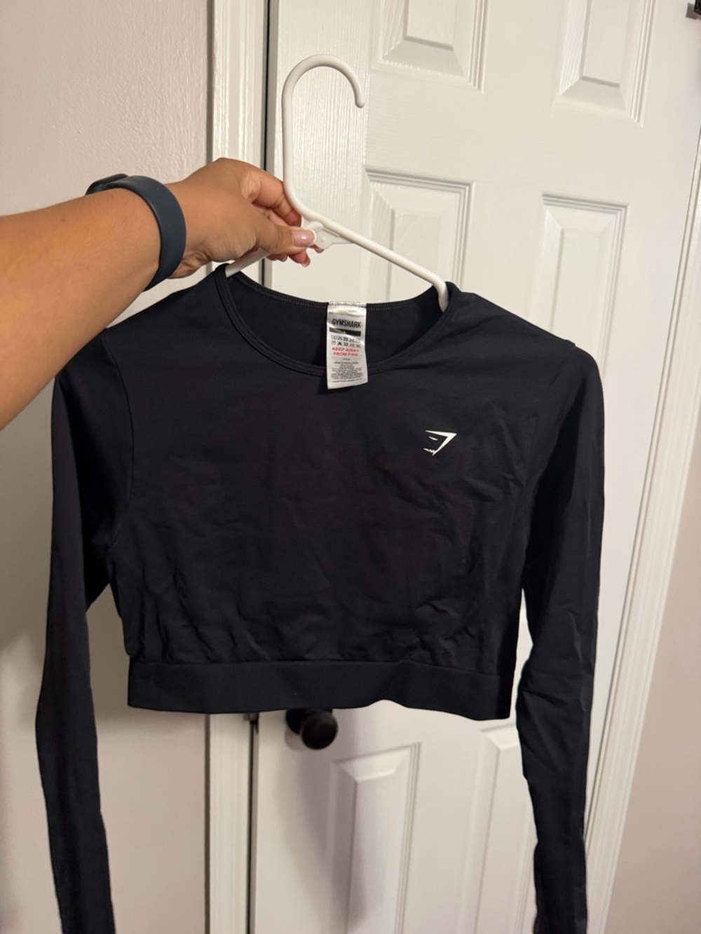 Gymshark Black Cropped Long Sleeve Training Top
